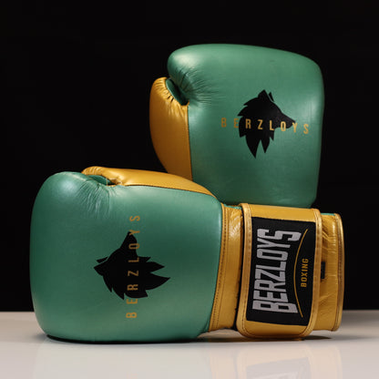 Berzloys M100 Velcro Boxing Gloves Metallic Green-Gold