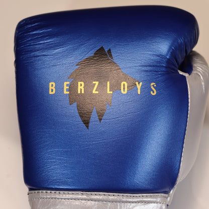 Berzloys M100 Velcro Boxing Gloves Metallic Blue-Silver