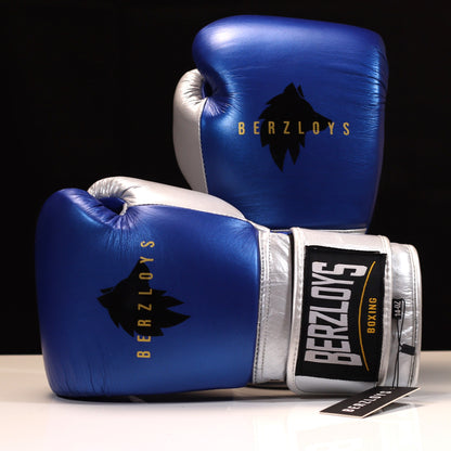 Berzloys M100 Velcro Boxing Gloves Metallic Blue-Silver